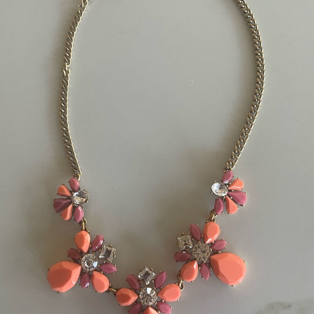 J. Crew Pink and Orange Floral Necklace